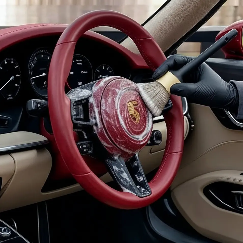 Interior detailing close-up at Garage Hub